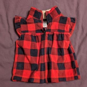 Carter's Buffalo Plaid Fleece Ruffle Sleeve Vest